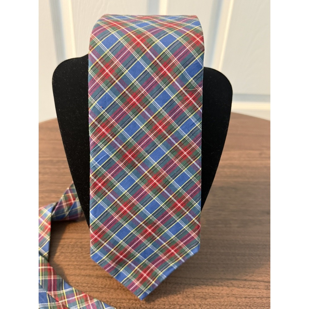 Cape Cod Neckwear Mens Tie Blue Red Green Tartan Plaid Vintage 3.5" W Classic